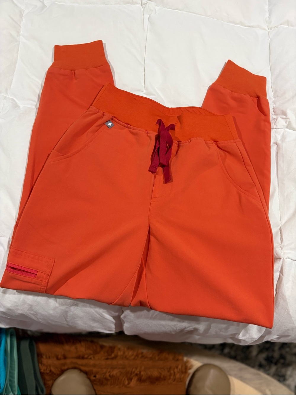 Figs XXS/P Bright Orange Women's Jogger Pants with Drawstring